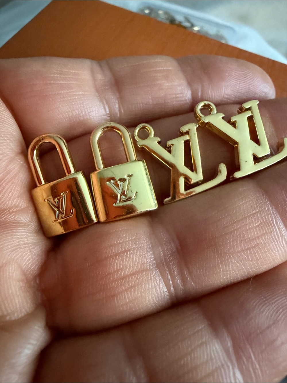 Unbranded Gold Lock and Letter Charm Keychain Set of 4